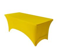 High Stretch Table Skirt, with Reinforced Oxford Feet, Polyester Fitted Design Desk Skirts, for Wedding, Banquet and Party Decoration(Yellow,244cm/96in)