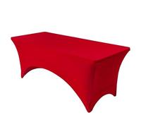 High Stretch Table Skirt, with Reinforced Oxford Feet, Polyester Fitted Design Desk Skirts, for Wedding, Banquet and Party Decoration(Red,244cm/96in)