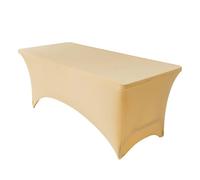 High Stretch Table Skirt, with Reinforced Oxford Feet, Polyester Fitted Design Desk Skirts, for Wedding, Banquet and Party Decoration(Champagne,244cm/96in)