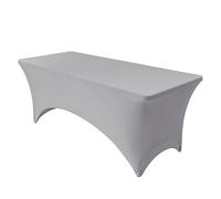 High Stretch Table Skirt, with Reinforced Oxford Feet, Polyester Fitted Design Desk Skirts, for Wedding, Banquet and Party Decoration(Grey,244cm/96in)