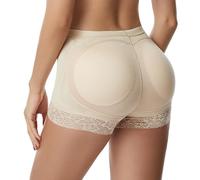 High-Stretch Tummy Control Knickers, Seamless Shapewear for Women with Padded Buttocks, Hip Enhancer for Gym Yoga Running Office Beige