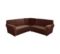 High Stretch Velvet Corner Sofa Cover for 5/7 Seater L Shape Sectional - Durable Furniture Protector for Living Room Soft & Stylish Couch Cover (Dark Brown)