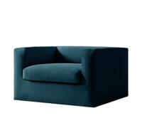 High Stretch Velvet Sofa Cover Non-Slip Couch Slipcovers with Armrests Chesterfield Style Includes Seat Cushions for Living Room - Blue Green (Chair + 1 Small Seat)