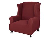 High Stretch Wine Red Wing Chair Cover Soft Thick Knitted Fabric Non Slip Armchair Protector 1 Piece Small Check Design for Enhanced Style and Comfort