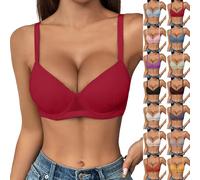 High Support Sports Bra Women Sexy Deep V Plunge Underwire Support Bras 2 Sizes Bigger Boost Bra Super Maximise Push Up Thick Padded Bombshell VS add 2 Cups Assets Full Effect Red