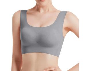 High Support Sports Bras for Women Seamless Bras for Women Ultra Thin Padded Comfort Wireless Bra Breathable Bralette for Sleep Everyday Bra Women's Wireless Bras (GY1, L)