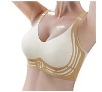 High Support Sports Bras Seamless Push Up No Ring Activewear Adjustable Strap Deep V Athletic Bras Leisure Stretch Underware for Women Yoga Gym Workout Outfit (White, M)