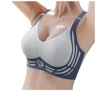 High Support Sports Bras Seamless Push Up No Ring Activewear Adjustable Strap Deep V Athletic Bras Leisure Stretch Underware for Women Yoga Gym Workout Outfit (Blue, M)