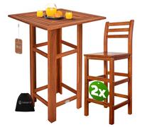 High table with bar stool set 3 pcs acacia wood