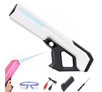 High Tech Water Gun, Electric Water Blaster with Automatic Water Intake, LED Flowing Lights, Muzzle Flash Effect, Rechargeable Automatic High Powered Squirt Gun for Kids Adults Summer Outdoor (White)