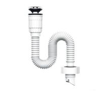 High-Temp Resistant Anti-Drainage Pipe for Washbasins, Thick ABS Sink Drain Hose with Silicone Seal, Fits 50mm-75mm PVC, Overflow Compatible Fitting(white-L)