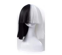 High Temperature Fiber Highlights This Is Acting Half Black and Blonde Wig Cosplay Halloween(B)
