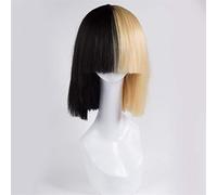 High Temperature Fiber Highlights This Is Acting Half Black and Blonde Wig Cosplay Halloween(C)