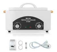 High Temperature Metal Tool Cleaner Machine, 2L Dry Heat Cleaning Box with Temperature & Time Setting, Cleaning Cabinet with Handle, for Beauty Salon, Barber Shop, Lab, Dental, Home, Restaurant, White