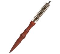 High Temperature Resistant round Hair Brush for Blow Drying Styling | Wood Handle, Stainless Steel Barrel, Brown Bristles, Portable Size, Gentle on Hair, for Hairstylists