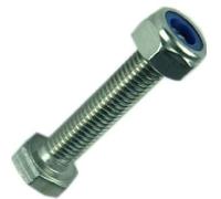 High Tensile Hex Head Bolt - Zinc Plated M16 16mm Diameter Fully Threaded x 120mm Long With Nyloc Nuts (Pack of 2)