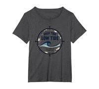High Tide Low Tide Ill Stay by Your Side Nautical T-Shirt, Women's Plus, Dark Heather Grey, 2X