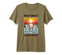 High Tides & Good Vibes Beach Chairs Facing The Ocean Sunset Premium T-Shirt