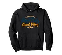 High Tides Good Vibes Beach Surf Summer Pullover Hoodie, Adult Unisex, Black, M