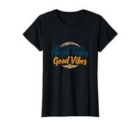 High Tides Good Vibes Beach Surf Summer T-Shirt, Women, Black, L