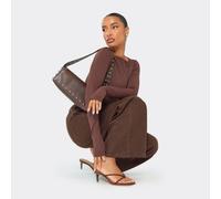 High-Tides Twisted Strap Heel Mule In Brown Faux Suede, Women's Size UK 7