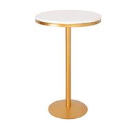 High Top Bar Table - Elegant White Marble Dining Table withMetal Frame for Milk Tea Restaurants & Home 21.6"x21.6"x45.3" - Modern Footrest Design