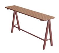High Top Bar Table with Wood-Look Plastic Top, Sturdy Iron e, 100kg Capaci - Perfect for Bistro, Dining Room, 180cm/71in (Red)