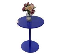 High-Top Blue Round Accent Table for Living Room, Sofa, or Dining Area - Cocktail Bar Pub Bistro Center Table, Nightstand - Metal Iron (Size: 40x40x62cm)