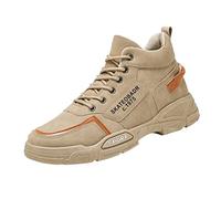 High Top Casual Shoes Men's Casual Sports Shoes Plain Trainers Non-Slip Trainers Fashion Running Shoes Outdoor Fitness Shoes High Hiking Shoes Casual Trekking Shoes Waterproof Ankle Boots, khaki, 7 UK
