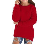 High Top Girls Bow Kids Boys Girls Solid Color Long Sleeve O Neck Outfits Sweatshirt Blouse Tops 18 Month Winter Girl Clothes (Red, 13-14 Years)