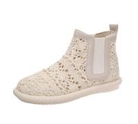 High Top Mesh Shoes Women Wide Fit Breathable Lightweight Comfortable, Soft Bottom Floral Stretch Flat Shoes, Mesh Lining Slip On Vintage Walking Shoes, Simple Features Flying Weaving Causal Shoes