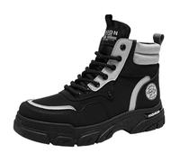 High-top Thick-Soled Men's Outdoor Shoes - PU Fashionable Retro, Simple and Versatile, Comfortable. Suitable for Outdoor Climbing and Hiking. (Black,8)