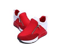 High Top Trainers for Women Hidden Heel Sneakers Spring Autumn Height Increasing Casual Stylish Wedge Heels Shoes (Color : Red, Size : 5.5 UK)