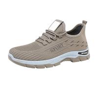 High Top Trainers Men Mens Trainers Size 11 UK Fly Knit Lace Up Ankle Sneakers Non Slip Lightweight Sport Sneakers Breathable Comfortable Running Shoes for Jogging Fitness Outdoor Walking Khaki