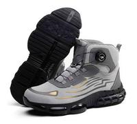 High-top Work Safety Shoes, Anti-Smashing and Anti-Puncture Steel Toe Shoes, Button-Down Lace Labor Insurance Footwear, Industrial Construction Protection Sneakers(Gray,EU 40)