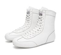 High Top Wrestling Shoes Fitness Training Boxing Boots Sports Wrestling Shoes Unisex High Traction Premium Quality for Wrestling Boxing and Weightlifting White