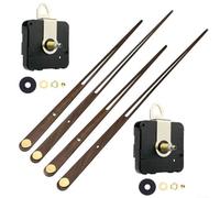 High Torque Quartz Clock Movement Kit with Long Shaft, DIY Wall Clock Repair Parts for 4-8mm Thickness, Includes Brown Walnut Hour Minute Hands, 56x56mm Mechanism(Brown 2Set)
