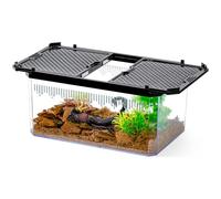 High-Transparency Reptile & Insect Enclosure Terrarium with Magnetic Door, Excellent Ventilation, Easy Cleaning, and Strong, Long-Lasting Build for Gecko, Tarantula, Hermit Crab (9.3x6.2x4.6 Inch)