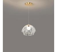 High-Transparency Round Jellyfish Acrylic Pendant Light, 12.6 Inches Three-Color LED Living Room Dining Room Hanging Lamp Bedroom Balcony Decorative Chaner Front Desk Lighting Fixtures