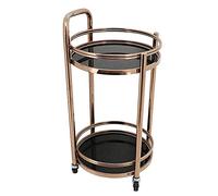 High ty Metal Round Wine Cart on Wheels - Multi-Functional Serving Troly with Shelves for Dining Tea and Bar Use - Egant Service Cart