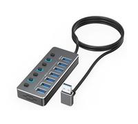 High USB Hubs 7Port with Aluminum Shell Independents on Off Switches LED Indicators Supporting USB3.0 and 2.0 Gaming Hubs