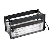 High-Value Transparent Waterproof Three-Layer Pencil case Cosmetic Stationery Storage Bag(Black,21 * 11 * 6.5cm)