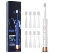 High Vibration Sonic Electric Toothbrush for Adults with 2 Minutes Smart Timer, Fast Charge Lasts Long, 5 Optional Modes, 8 Replacement Brush Heads Ultra Whitening, White