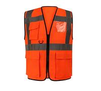 High vis jackets high viz Class 2 hi vis Zipper Front High Visibility vest Hi Vis Executive Vest Waistcoat with Phone & ID Pockets ( Yellow & ORANGE)) (XL, Orange)