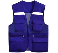 High vis vests,reflective jacket,High Visibility Safety Vests with Multi-Pocket Wholesale Reflective Vest for Outdoor Works- Fits for Men and Women Volunteer Construction Vest(Rot,XXX-Large)(Blu,XXL)