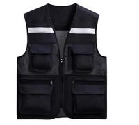 High vis vests,reflective jacket,High Visibility Safety Vests with Multi-Pocket Wholesale Reflective Vest for Outdoor Works- Fits for Men and Women Volunteer Construction Vest(Rot,XXX-Large)(Zwart,XXL