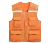 High vis vests,reflective jacket,High Visibility Safety Vests with Multi-Pocket Wholesale Reflective Vest for Outdoor Works- Fits for Men and Women Volunteer Construction Vest(Rot,XXX-Large)(Orange,XL