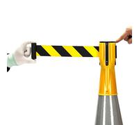 High Visibili Retractable Traffic Cone Caut Tape 9.8ft Skipper Belt Ber for Traffic Safe Yellow Cone Mounted Warning Tape for Construct and Events