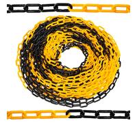High Visibility 6MM Plastic Chain - Yellow and Black | 25 Meter Plastic Chain Roll for Traffic Control and Parking Space Management