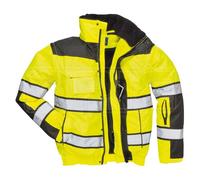 High Visibility Bomber Jacket Yellow & Black Medium - Portwest C466YBRM